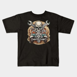 Hotrod skull and badass engine Kids T-Shirt